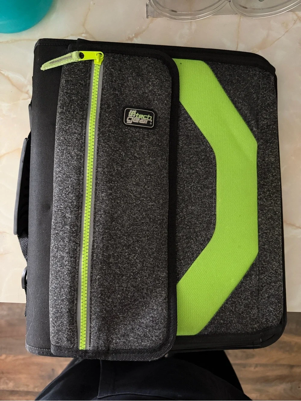 Men’s Gray and Neon Green Tech Organizer binder